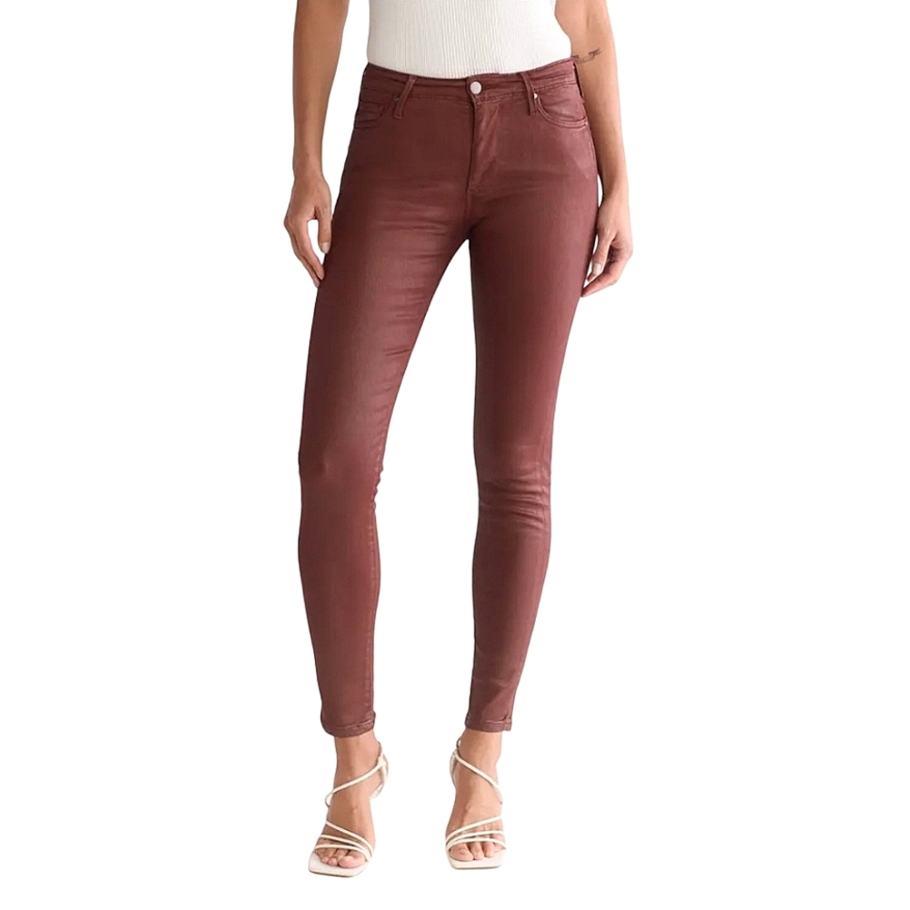 AG Adriano Goldschmied The Farrah Skinny Ankle Coated Pants Burgundy
